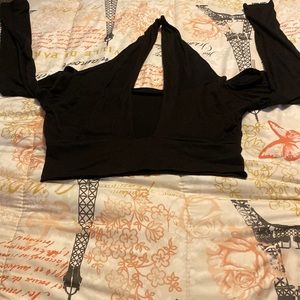 Black Popular 21 halter crop top